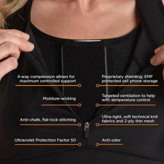 Zephyr Tank Top w/ Built-In Sports Bra & EMF Safety Cell Phone Pocket - turq/blk/wht/ylw - SportPort Active
